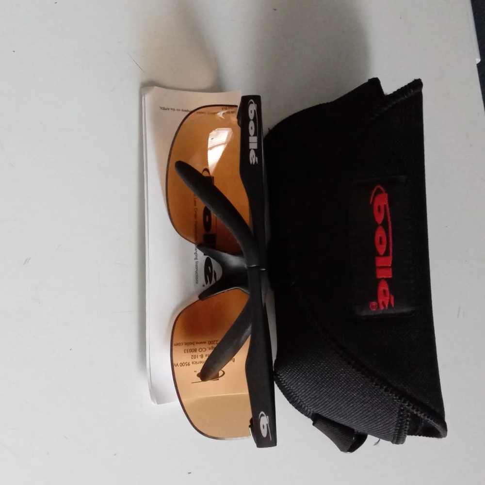 Bolle Sport Sunglasses Amber Lens Black Semi Rimless Wraparound‎ with Case
